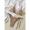 Brown Leaf Mesh Halter String Micro Bikini Thong Set Sexy Swimsuit Triangle Swimwear Bathing Suit Bikinis JY1049BR