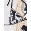 Sexy Black Portrait Print Swimwear String Halter Triangle Bikini Set Swimsuit Bathing Suit Bikinis CC602BK