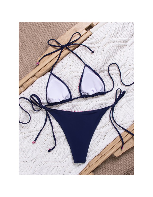 Bikini Set Adjustable Triangle Top & Side Tie Minimalist Swimsuit Women with Layered Pendant Beach FF1293-NA