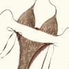 Brown Leaf Mesh Halter String Micro Bikini Thong Set Sexy Swimsuit Triangle Swimwear Bathing Suit Bikinis JY1049BR