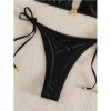 Solid Color Pendant Small Lace Ruffle Sexy Girl Swimsuit Set Bikini for Women FF1283BK