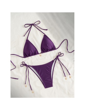 Wrap Around Halter Metallic Satin Bikini Women Swimwear Female Swimsuit Two-pieces Bikini Set Brazilian Bathing Suit Swim Lady FF1291PU