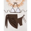 Women's Bikinis And Tankinis New Solid Color Three Two Piece Outfits Sexy Bikini Swimsuit Set Neck Halter Leace-up Beachwear FF1279BR