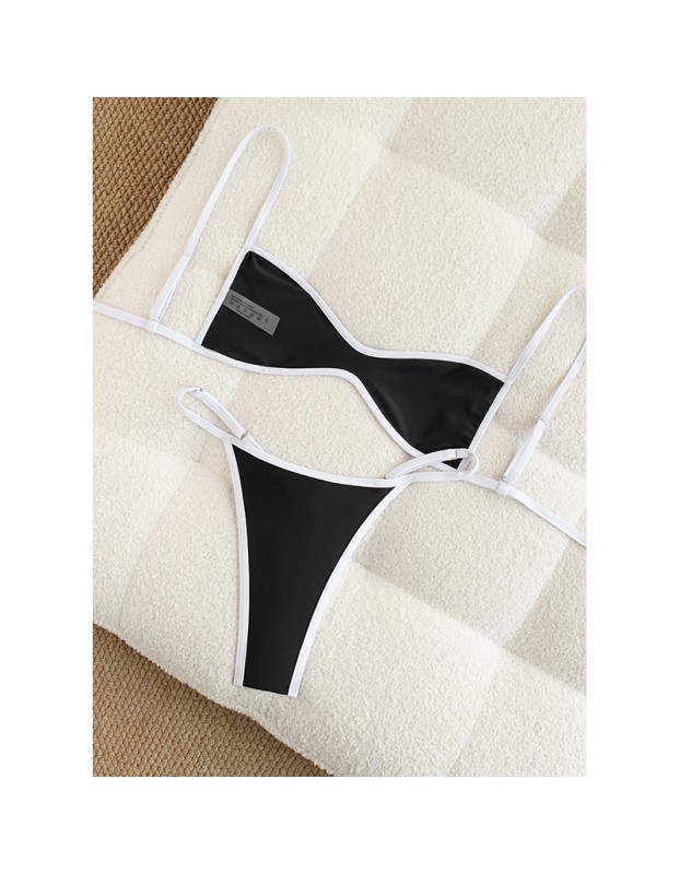 Sexy Black White Patchwork Micro Mini Bikini 2026 Women Metal Shell Ornament Push Up Thong Swimsuit Beach Bathing Suit Swimwear FF1278BK