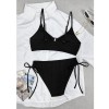 Sexy BikiniSolid Color Snake Fabric Backless Drawstring Sexy Two-Piece Bikini Swimsuit JY1060