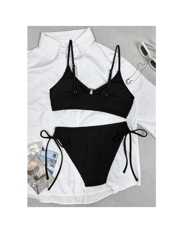 Sexy BikiniSolid Color Snake Fabric Backless Drawstring Sexy Two-Piece Bikini Swimsuit JY1060