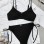 Sexy BikiniSolid Color Snake Fabric Backless Drawstring Sexy Two-Piece Bikini Swimsuit JY1060