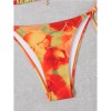 New Sexy Printed Backless Women's Split Swimsuit Casual Floral Pattern Lace up Three Ring Belt with Chest Cushion Bikini Set JY1057