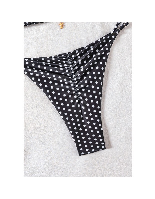 Dot Print Bikini Set Retro High Waisted Swimsuit Women Adjustable String Tie Two Piece Bathing Suit for Beach JY1051