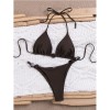 Women Thong Bikini Sexy Solid Coffee Halter Swimsuit Lace up Brazilian Bathing Suit New Double Fabric Beachwear  JY1066