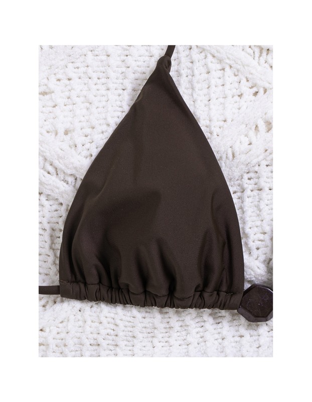 Women Thong Bikini Sexy Solid Coffee Halter Swimsuit Lace up Brazilian Bathing Suit New Double Fabric Beachwear  JY1066
