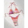 2026New Swimsuit ModelbikiniSmall Pendant Print Tie Three-Point Sexy Two-Piece Bikini JY1056