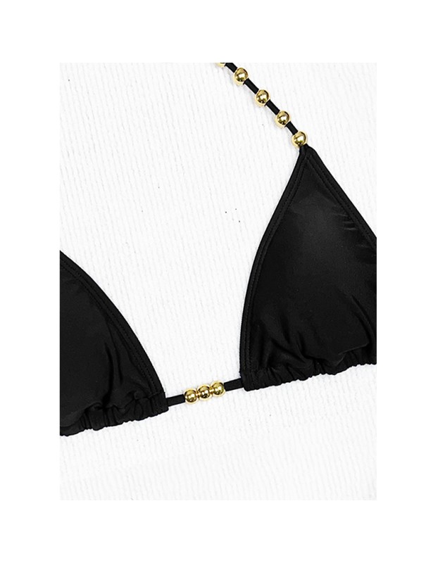 Bead Tie Sexy Split Bikini Set Women Halter Strappy Swimsuit Women Swimwear Two-pieces Bathing Suit JY1059