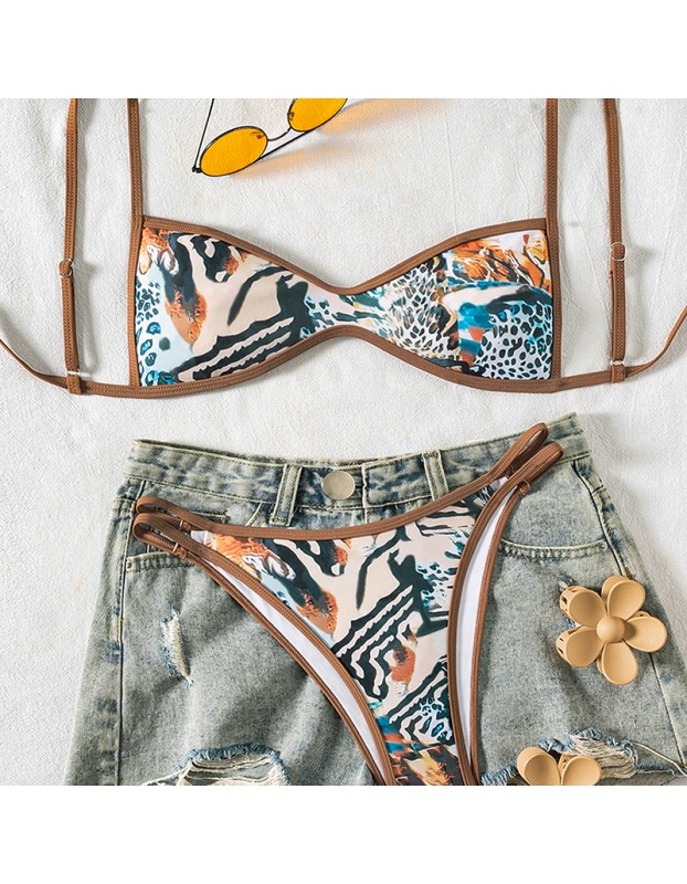 Circyy Sexy Bikini Set Women Fashion Print Beachwear Halter Backless Holiday Female Split Swimsuit Summer New Chic Bathing Suit JY1055