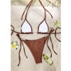 Sexy Coffee Bikini Set Women Pearls Strap Push up Bandage Thong Swimsuit Brazilian Summer Bathing Suit Micro Swimwear Set JY1073