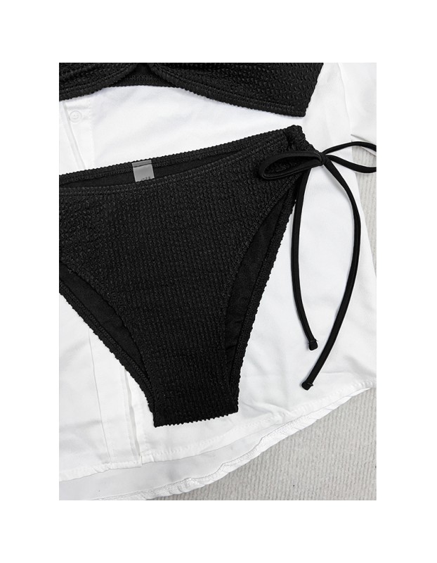 Sexy BikiniSolid Color Snake Fabric Backless Drawstring Sexy Two-Piece Bikini Swimsuit JY1060