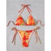 New Sexy Printed Backless Women's Split Swimsuit Casual Floral Pattern Lace up Three Ring Belt with Chest Cushion Bikini Set JY1057
