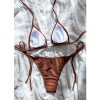 Sexy Coffee Bikini Set Women Pearls Strap Push up Bandage Thong Swimsuit Brazilian Summer Bathing Suit Micro Swimwear Set JY1073