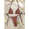 Sexy Coffee Bikini Set Women Pearls Strap Push up Bandage Thong Swimsuit Brazilian Summer Bathing Suit Micro Swimwear Set JY1073