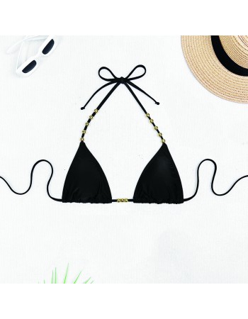 Bead Tie Sexy Split Bikini Set Women Halter Strappy Swimsuit Women Swimwear Two-pieces Bathing Suit JY1059