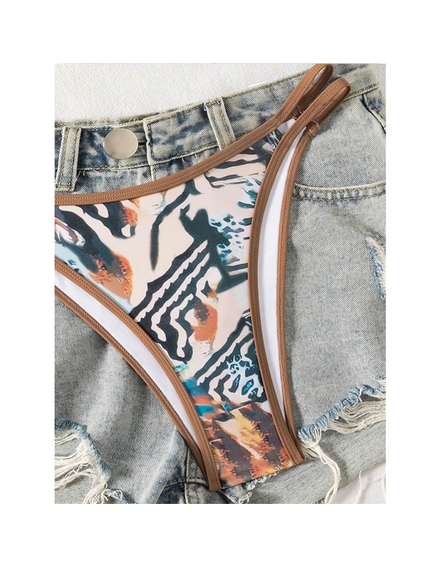 Circyy Sexy Bikini Set Women Fashion Print Beachwear Halter Backless Holiday Female Split Swimsuit Summer New Chic Bathing Suit JY1055