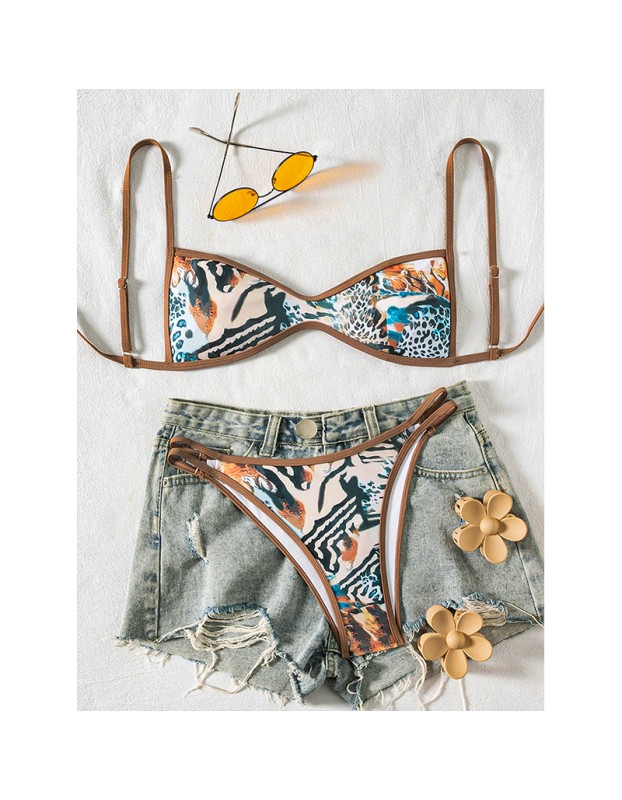 Circyy Sexy Bikini Set Women Fashion Print Beachwear Halter Backless Holiday Female Split Swimsuit Summer New Chic Bathing Suit JY1055
