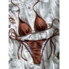 Sexy Coffee Bikini Set Women Pearls Strap Push up Bandage Thong Swimsuit Brazilian Summer Bathing Suit Micro Swimwear Set JY1073
