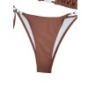Sexy Coffee Bikini Set Women Pearls Strap Push up Bandage Thong Swimsuit Brazilian Summer Bathing Suit Micro Swimwear Set JY1073