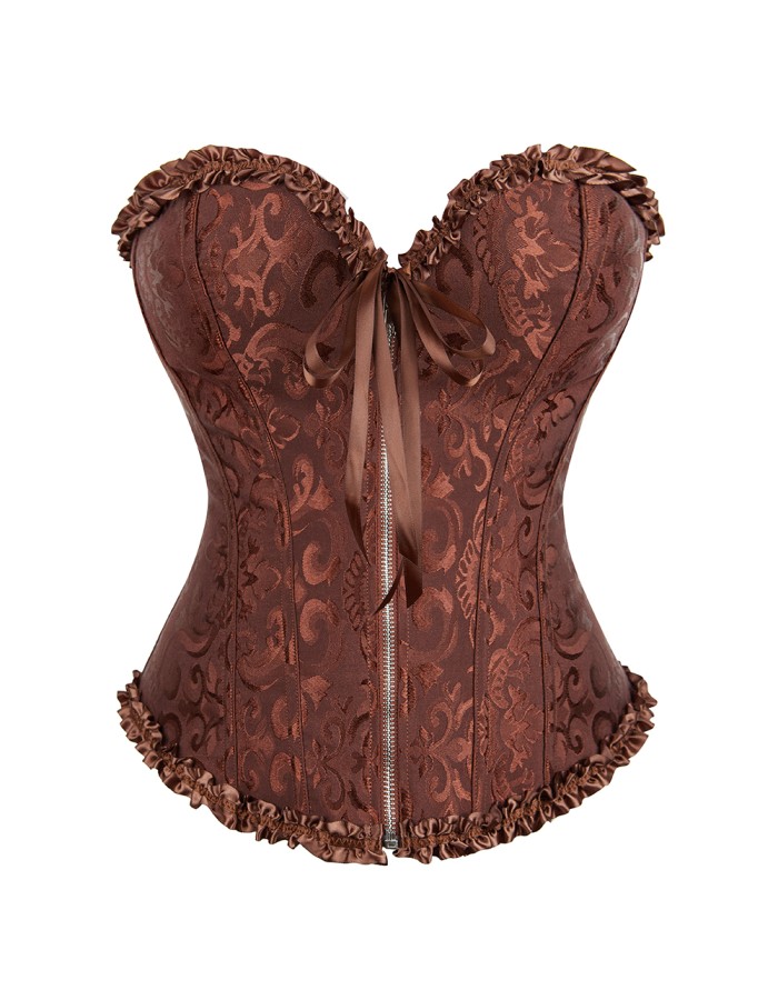 Women Sexy Jacquard Overbust Bustiers and Corsets Plus Size M1795