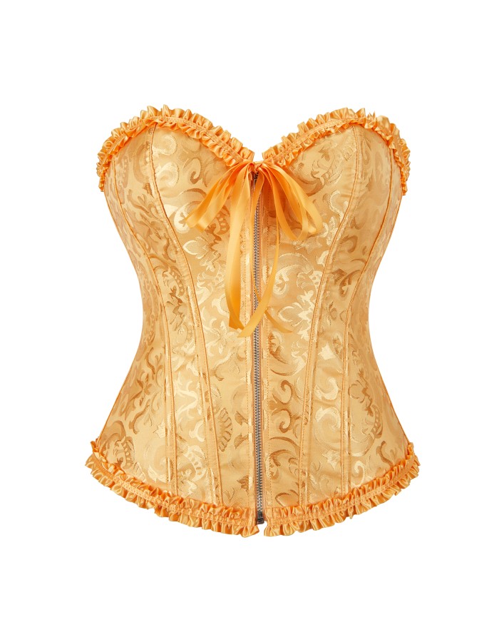 Women Sexy Jacquard Overbust Bustiers and Corsets Plus Size M1795