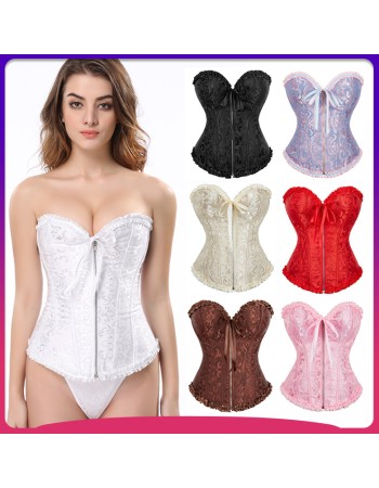 Women Sexy Jacquard Overbust Bustiers and Corsets Plus Size M1795