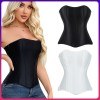 Women Overbust Corsets Tops Lace Up Sleeveless Gothic Steampunk Bustiers Body Shaper Lingerie Ladies Long Torso White Clothes QF914