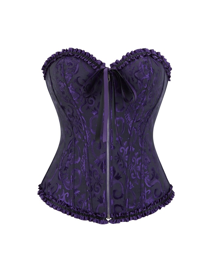 Women Sexy Jacquard Overbust Bustiers and Corsets Plus Size M1795