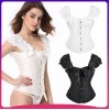 Black white elegant jacquard puff sleeve corset M1934