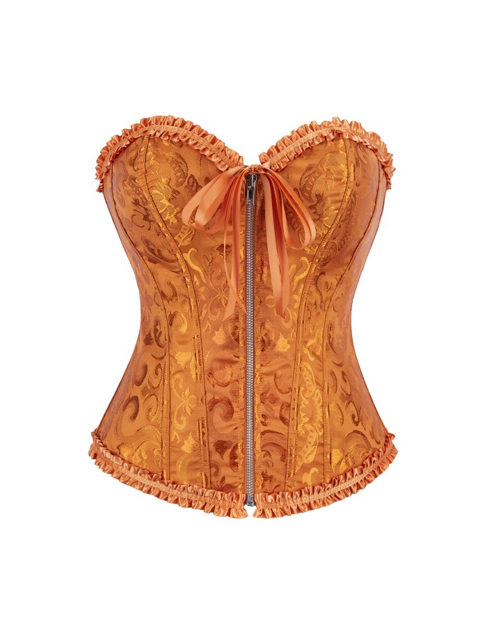 Women Sexy Jacquard Overbust Bustiers and Corsets Plus Size M1795