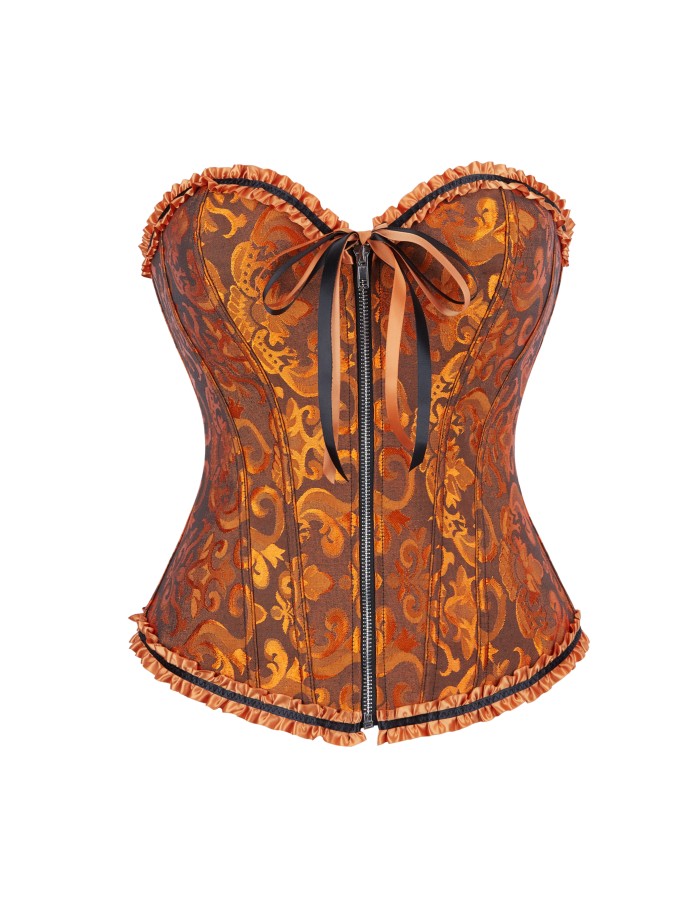 Women Sexy Jacquard Overbust Bustiers and Corsets Plus Size M1795