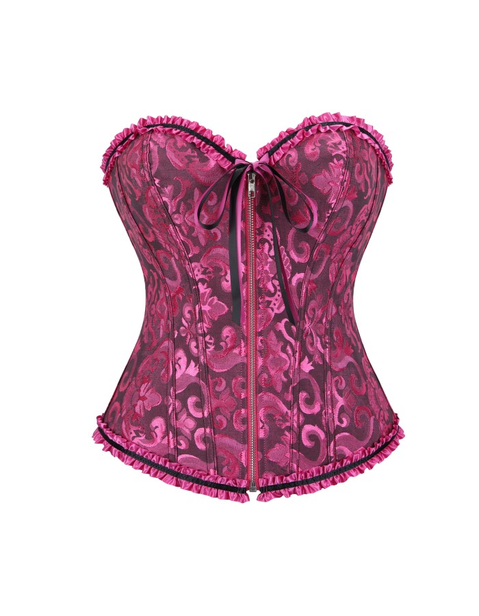 Women Sexy Jacquard Overbust Bustiers and Corsets Plus Size M1795