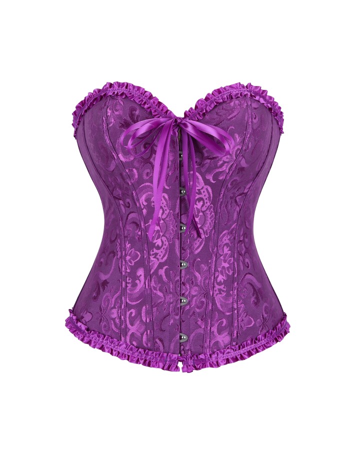 Women Sexy Jacquard Overbust Bustiers and Corsets Plus Size M1795