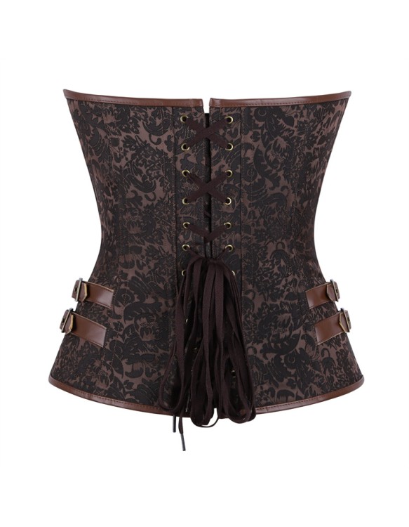 Steampunk Corset Women Plus Size Pirate Bustier Top Overbust Halloween Lace Up Costume Gothic Steampunk Corselet Metallic CY327