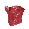 Burgundy patent leather fishbone corset, wearable as outerwear, waist-cinching, slimming, sexy, tight-fitting short top G609