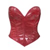 Burgundy patent leather fishbone corset, wearable as outerwear, waist-cinching, slimming, sexy, tight-fitting short top G609