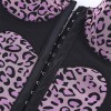 Women Overbust Corset Tops Vest Fashion Pink Leopard Print Heart Pattern Bustier Top Adjustable Strap Burlesque Lingerie F2507