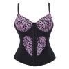 Women Overbust Corset Tops Vest Fashion Pink Leopard Print Heart Pattern Bustier Top Adjustable Strap Burlesque Lingerie F2507