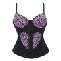 Women Overbust Corset Tops Vest Fashion Pink Leopard Print Heart Pattern Bustier Top Adjustable Strap Burlesque Lingerie F2507