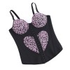 Women Overbust Corset Tops Vest Fashion Pink Leopard Print Heart Pattern Bustier Top Adjustable Strap Burlesque Lingerie F2507