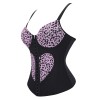 Women Overbust Corset Tops Vest Fashion Pink Leopard Print Heart Pattern Bustier Top Adjustable Strap Burlesque Lingerie F2507