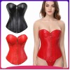 6XL Zipper front sexy leather corset m7122