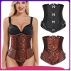 Black Floral Print Waist Cincher Corset M1330