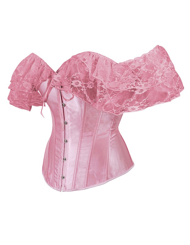 Solid Color Satin Lace Corset Tops Sexy Off Shoulder Warp Chest Bustier s Women Lingerie Bustiers Blalck Red White KKX1808