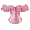 Solid Color Satin Lace Corset Tops Sexy Off Shoulder Warp Chest Bustier s Women Lingerie Bustiers Blalck Red White KKX1808